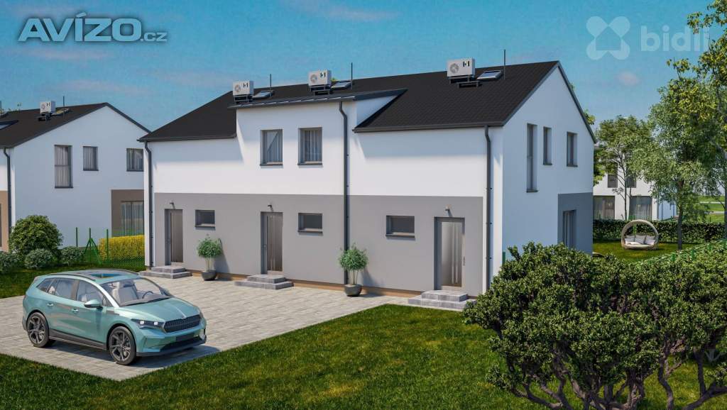 Řadový RD, krajní jednotka, 3+KK, 86 m2, zahrada 181 m2