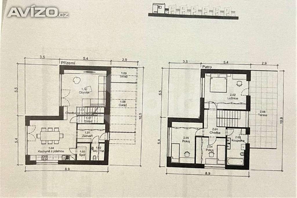 Foto inzerátu Krajní řadový RD S 01 4+1, 158 m2, garáž, 383 m2 zahrada, projekt Sedmdomů, Kladno