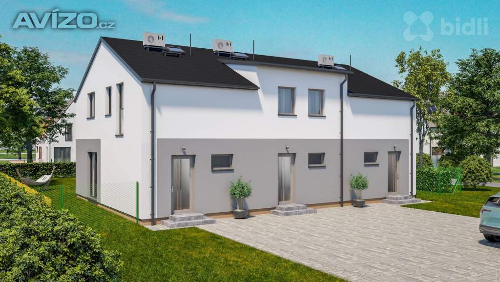 Mezonet, krajní bytová jednotka 3+KK, 86 m2, zahrada 190 m2