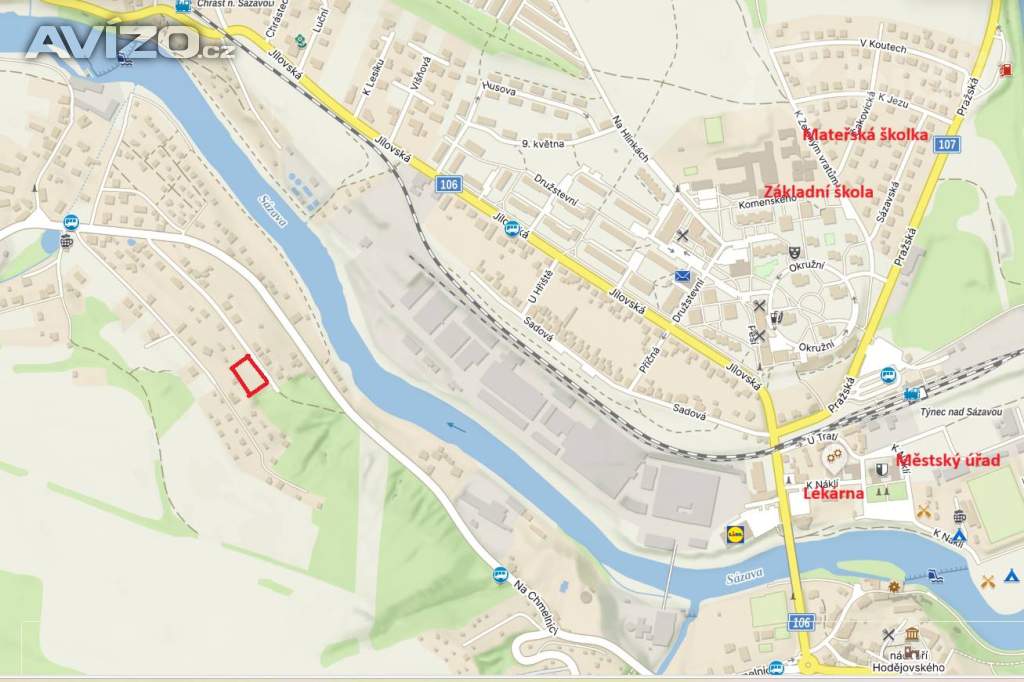 Foto inzerátu Stavební pozemek o výměře 1600 m2 v obci Týnec nad Sázavou-Podělusy, okr, Benešov