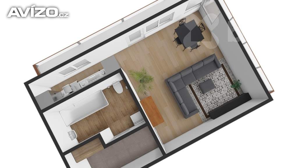 Foto inzerátu Pronájem 1+kk 43m2 s balkonem a sklepem.