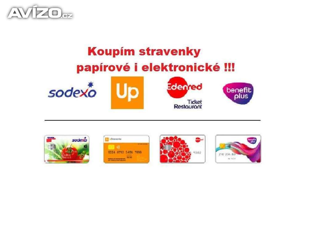 Foto inzerátu PRAHA, BRNO, OSTRAVA apod. - KOUPÍM STRAVENKY, POUKAZY a BENEFITY - celá ČR