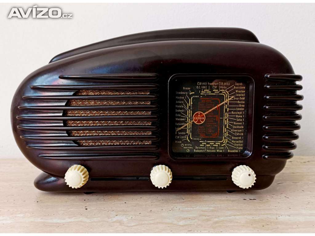 Art Deco starožitné rádio Tesla Talisman 308U, top-top stav po kompletní renovaci