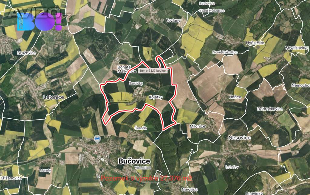 Prodej pole, 27376 m², Kojátky