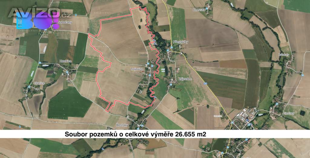 Prodej pole, 26655 m², Trojovice