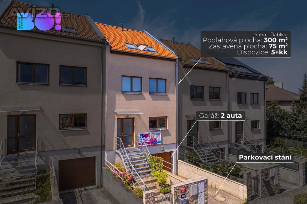 Foto inzerátu Prodej řadového rodinného domu 5+kk se zahradou a dvougaráží, Praha 8 - Staré Ďáblice