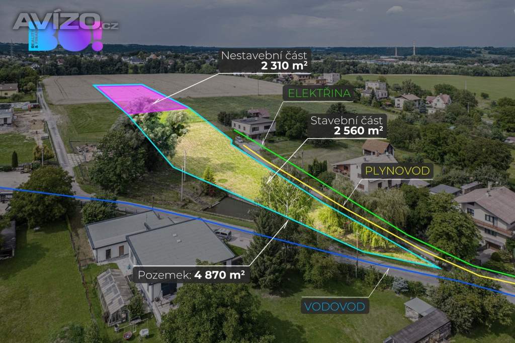 Prodej stavebního pozemku – Třinec - Konská, 2 560 m²