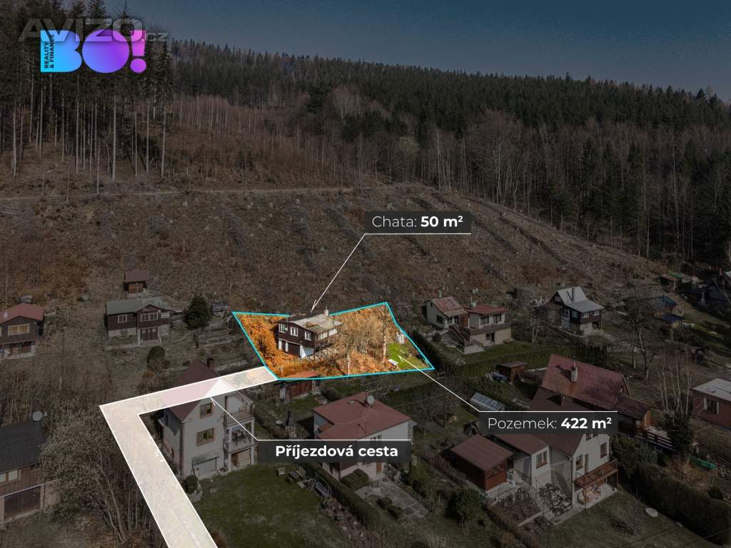 Prodej chaty 50 m², pozemek 422 m²,  Krásná