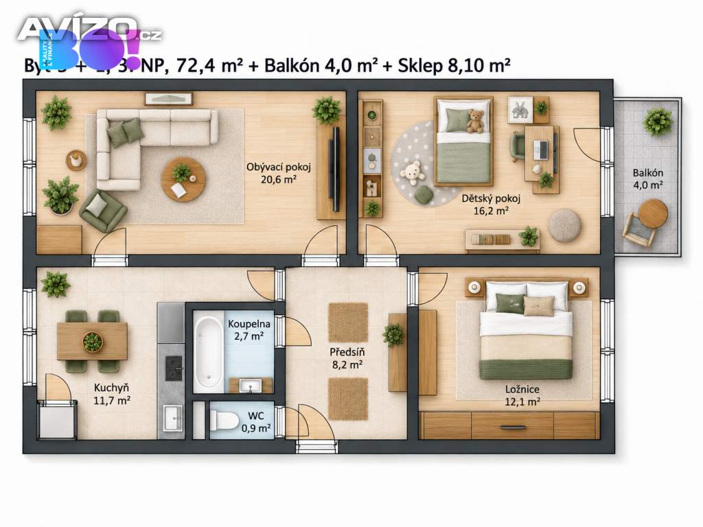 Foto inzerátu Prodej bytu 3+1 72m², Slavkov u Brna
