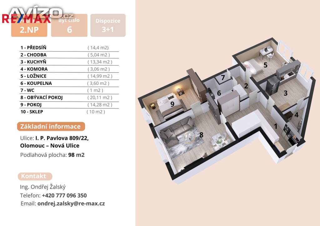 Foto inzerátu Byt 3+1 na perfektním místě, jen pár kroků od Fakultní nemocnice Olomouc