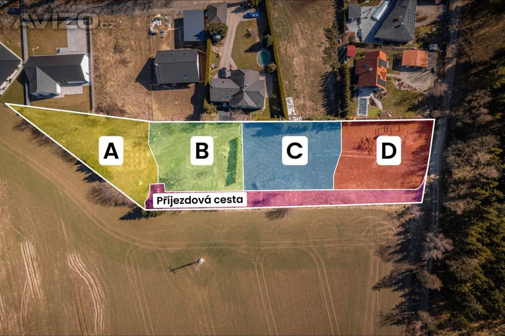 Foto inzerátu Stavební pozemek C, 900 m2, voda, kanalizace, plyn, elektřina, CETIN, veřejné osvětlení, silnice.