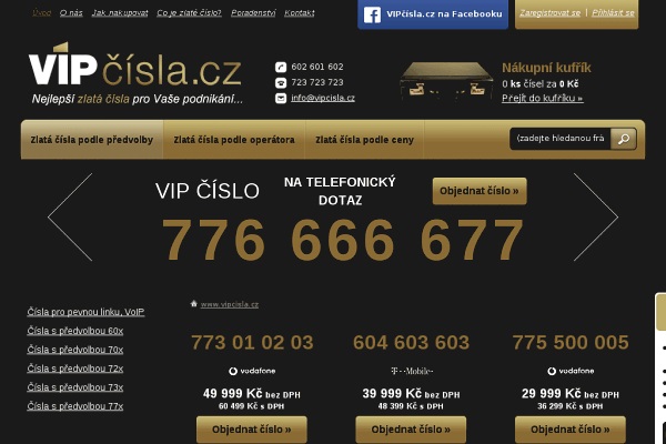VIP zlaté číslo - prodáváme VIP zlatá telefonní čísla - Jan Rosenkranc