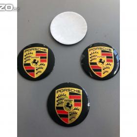 Středové pokličky / samolepky alu kola PORSCHE černý 56 mm / 15840418