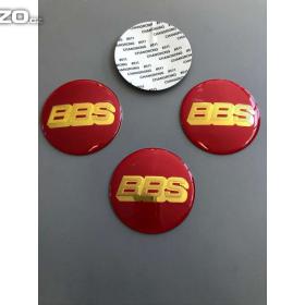 Středové pokličky / samolepky alu kola BBS červený /zlatý nápis / 15840453