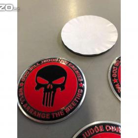 Foto inzerátu Středové pokličky /samolepky alu kola Punisher RED