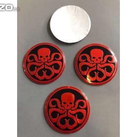 Středové pokličky / samolepky alu kola HYDRA červená / 15843007