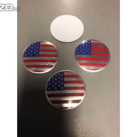 Středové pokličky / samolepky alu kola vlajka USA / 15847627