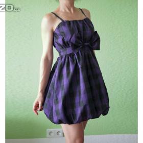 Foto inzerátu Fialové balonové šaty s velkou mašlí Lindex vel.170 nebo XS