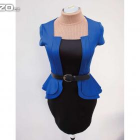 Modročerné peplum šaty vel.40- 42 / 17570933