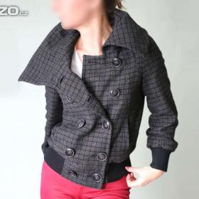 Károvaná bunda s velkým límcem vel.34 / 17688978