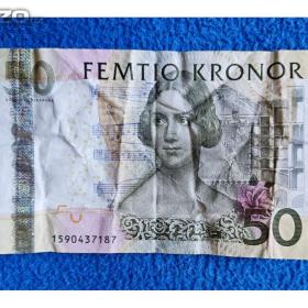 Bankovka -  Švédsko 50 FEMTIO KRONOR, číslo 159 043 7187 / 17738380