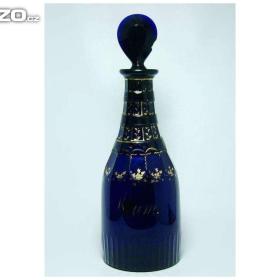 Biedermeier karafa na Rum, kobaltově modré broušené sklo 1835 / 18179569