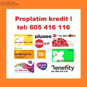 Fotka k inzerátu CELÁ ČR:  Proplatím kredit z BENEFITNÍ a STRAVENKOVÉ KARTY, POUKÁZKY, stravenky a další / 18299966