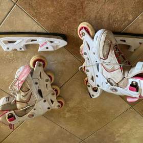 Foto inzerátu Prodám dívčí dětské multifunkční (dual) brusle (2v1 - inline + zimní) ACTION sport