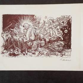 Fotka k inzerátu  Spi, děťátko, spi... (František Peňáz) -  grafika, Betlém, Madona, Ježíšek, andělé / 18848407