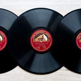 Fotka k inzerátu Vlasta Burian, tři starožitné gramodesky His Master’s Voice, velmi vzácné / 19057700