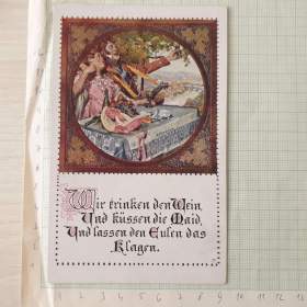 Fotka k inzerátu Wir trinken den Wein -  malovaná pohlednice, Rakousko / 18880881