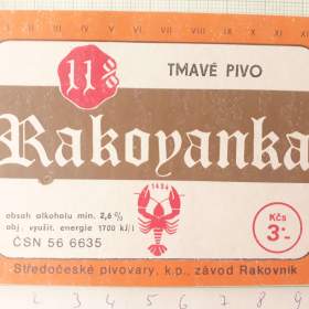 Fotka k inzerátu  Rakovanka 11 -  tmavé pivo Rakovník -  pivní etiketa  / 18945047