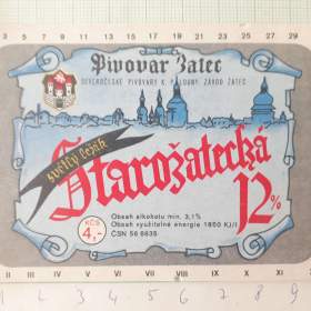 Fotka k inzerátu  Starožatecká 12 -  světlý ležák Žatec -  pivní etiketa  / 18949309