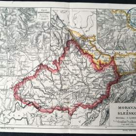 Fotka k inzerátu Morava a Slezsko -  mapa vytržená ze staré knihy Rak.- Uher.  / 19033968