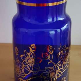 Fotka k inzerátu Brusel -  Krásná modrá -  zlatem ručně malovaná váza / 19535770