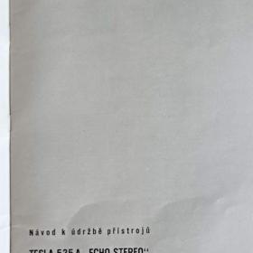 Foto inzerátu Návod k údržbě přístrojů  TESLA 535A Echo Stereo a TESLA 1112A Stereo