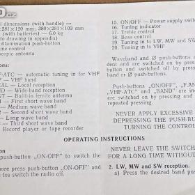 Foto inzerátu Návod Portable  radio RIGA-103 z roku 1974