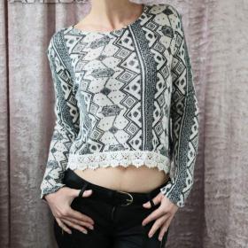 Crop svetřík s krásným vzorem s krajkou H& M Divided  / 19141710