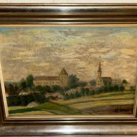 VESNICE S TVRZÍ A KOSTELEM -  SIGNOVÁN / 19162960