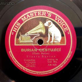 Foto inzerátu Vlasta Burian, starožitné gramodesky His Master’s Voice, rok 1928, krásný stav
