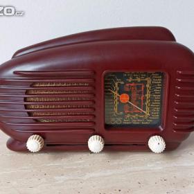 Staré rádio Tesla Talisman 308U, vzácná červená skříňka, excelentní stav / 19198126