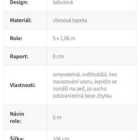 Foto inzerátu Vliesová tapeta TABULOVÁ / 1 role - originál