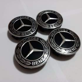 Středové krytky Mercedes 75mm, černé / 19287798