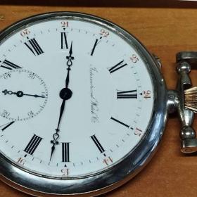 Foto inzerátu Starožitné stříbrné hodinky IWC Schaffhausen s krabičkou, páskem navíc, záruční list.