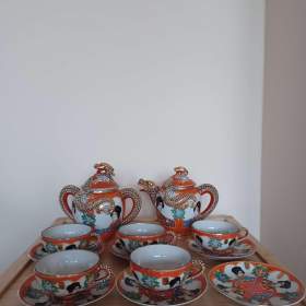 Starožitný čajový set + budík + vějíř / 19302579