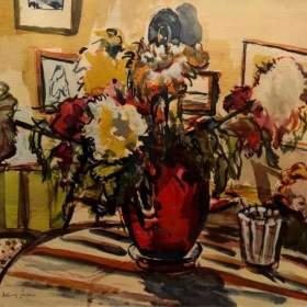 Foto inzerátu ZÁTIŠÍ S KYTICÍ NA STOLE - REPRODUKCE - ŽUFAN BOŘIVOJ