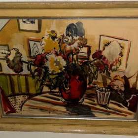 Foto inzerátu ZÁTIŠÍ S KYTICÍ NA STOLE - REPRODUKCE - ŽUFAN BOŘIVOJ