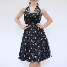Černé vyšívané pin- up šaty vel. S / 19334052