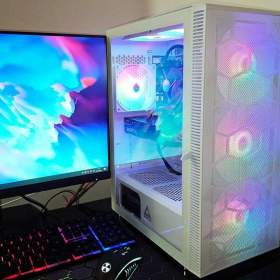 Bílé herní PC Intel Core i5, RX580 8GB, 16GB, SSD 1TB, WIFI+BT, 6xRGB, ZÁRUKA / 19346037