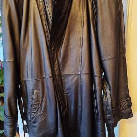 Foto inzerátu Pánský dlouhý černý kožený kabát styl křivák, hodně velký, koupeno v USA